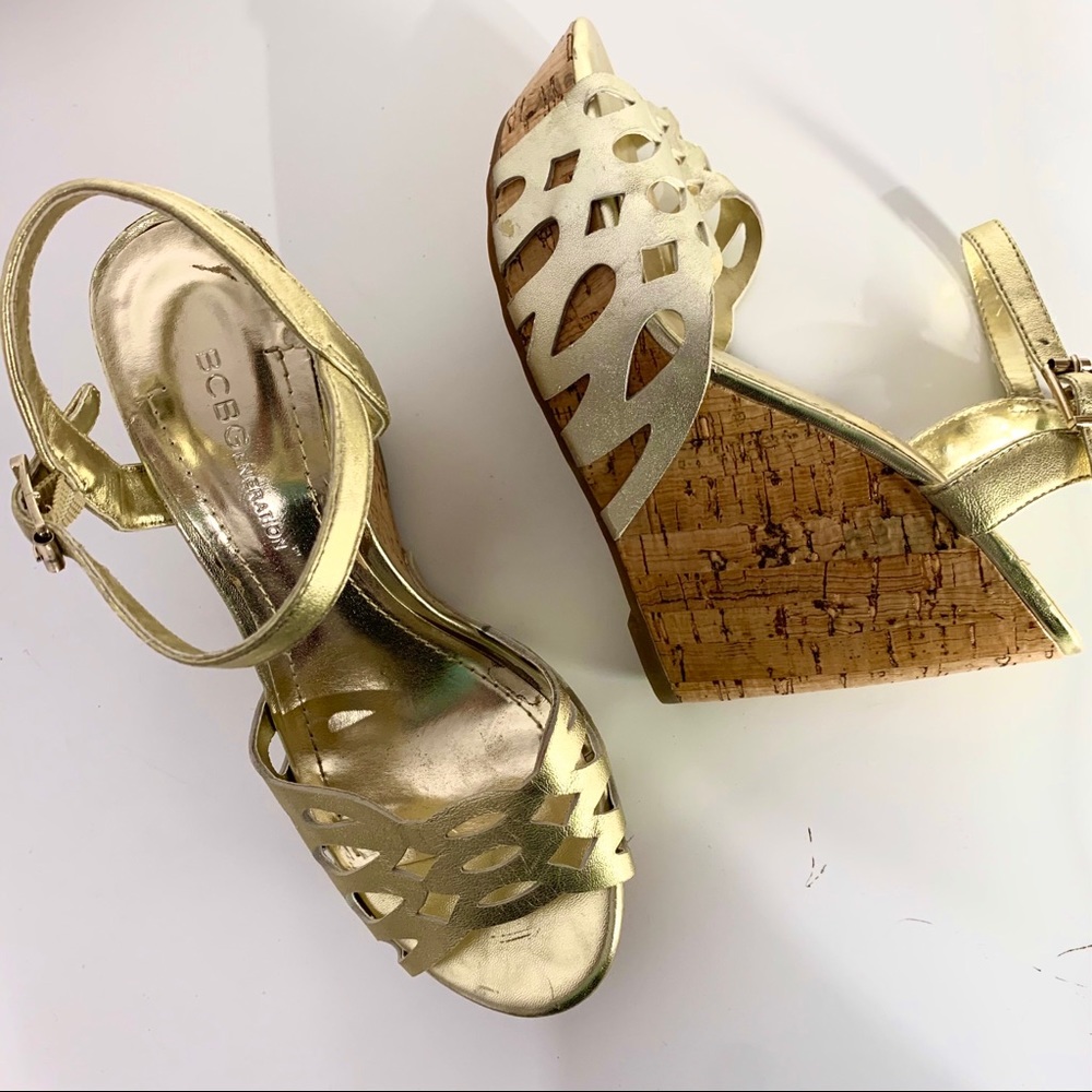 BCBGeneration Gold Platform Wedges - image 8